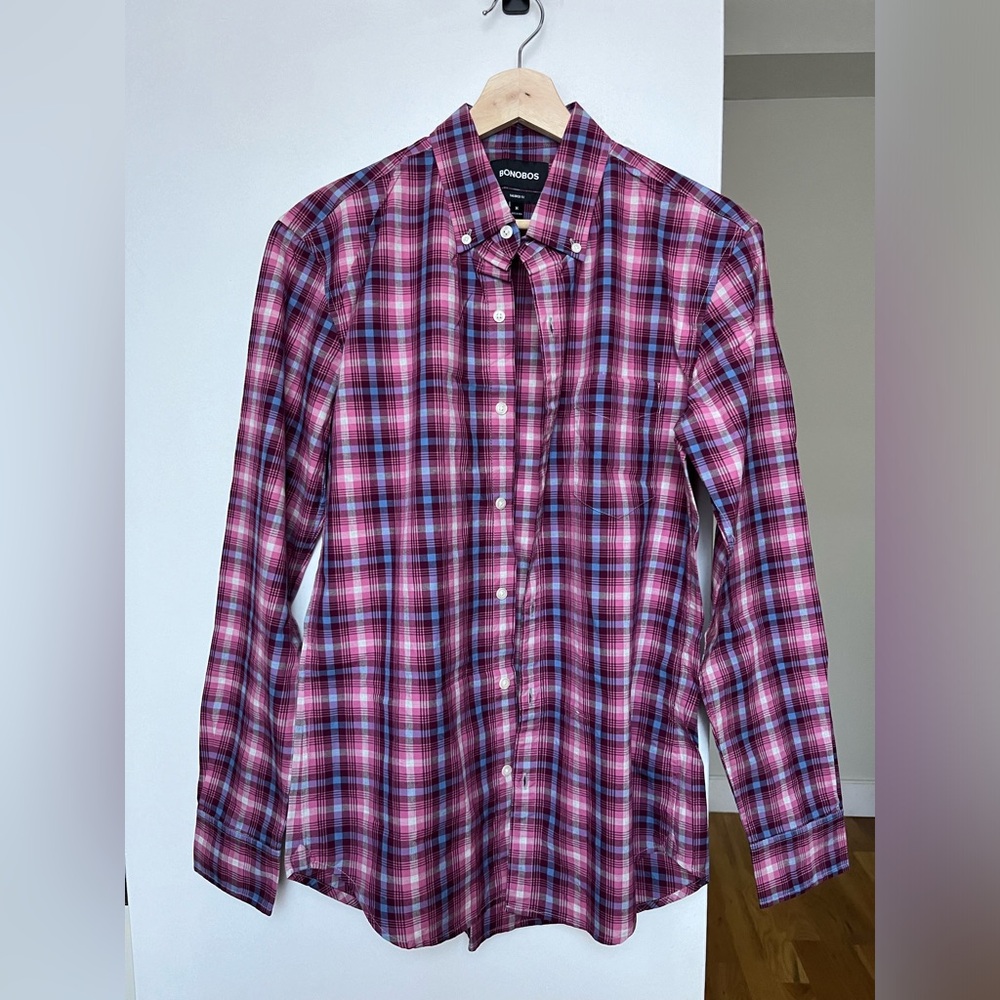 Bonobos Men’s NWOT Plaid Checkered Button down shirt Tailored Fit size M